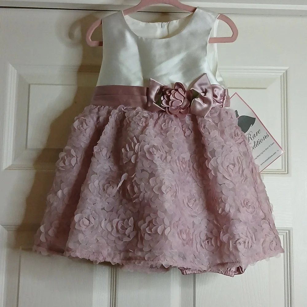Rare Edition 2 Piece Set Mauve Baby girls‎ Dress and pull up cover Size 18M